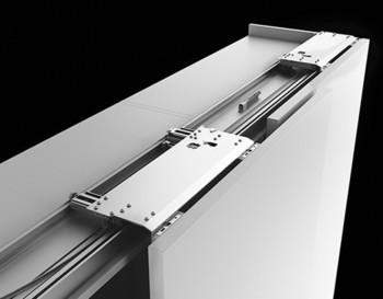 Kit carrelli Slider M50 Flex H. 33 mm, per sistema scorrevole complanare Bortoluzzi, portata 50 Kg, LI 2731-3200 mm, finitura Anodizzato Argento