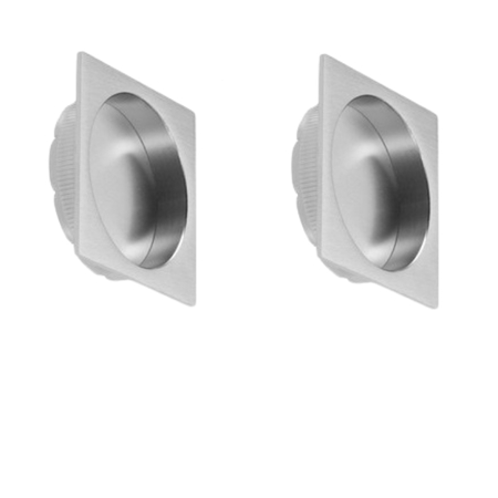 Maniglia Easy Bonaiti per porta scorrevole, serie quadra diametro 48 mm, versione foro cieco, Acciaio finitura Cromato Satinato