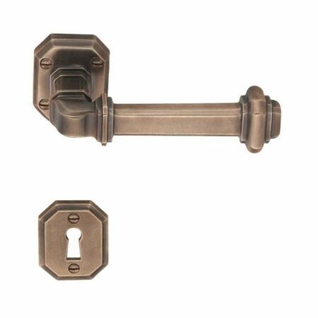 Maniglia Colombo Design linea Antologhia serie BUSIRI, con rosetta e bocchetta con foro Normale, finitura Bronzo
