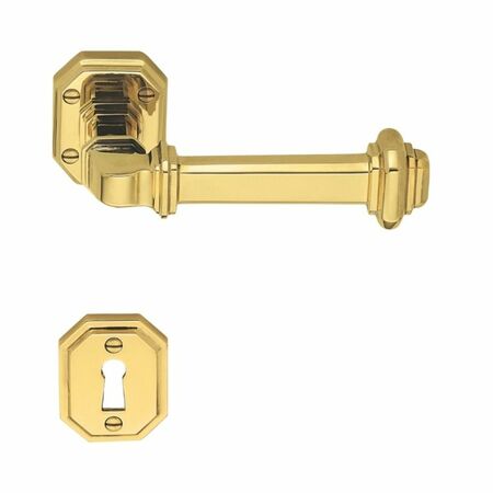 Maniglia Colombo Design linea Antologhia serie BUSIRI, con rosetta e bocchetta con foro Normale, finitura Ottone Non Verniciato