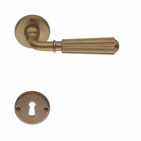 Maniglia Colombo Design linea Antologhia serie CAPRI, con rosetta e bocchetta con foro Normale, finitura Bronzo Non Verniciato.