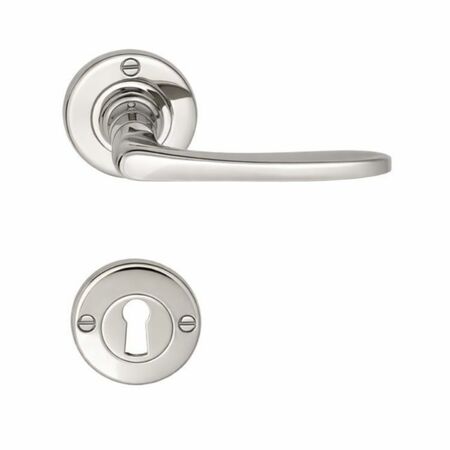 Maniglia Firenze Colombo Design per porta, linea Antologhia rosetta e bocchetta ovale foro Patent, quadro 8 mm, Ottone finitura Nichel Naturale