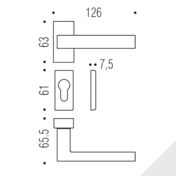 Maniglia Ellesse BD 21 RSMY Colombo Design per porta, foro Yale, rosetta rettangolare 63x30 mm, finitura Cromo Lucido