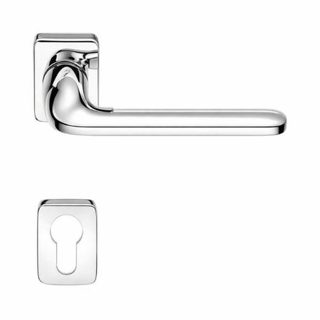 Maniglia Roboquattro S ID 51 RSMY Colombo Design per porta, foro Yale, rosetta rettangolare 63x30 mm, finitura Cromo Lucido