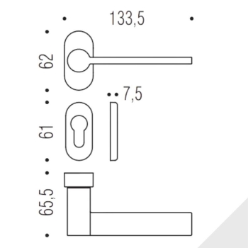 Maniglia Tool MD 11 RSMY Colombo Design per porta, foro Yale, rosetta stretta ovale 62x30 mm, finitura Cromo