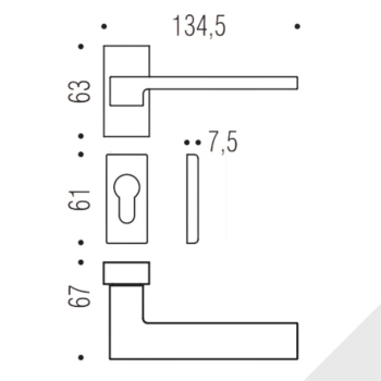 Maniglia Zelda MM 11 RSMY Colombo Design per porta, foro Yale, rosetta stretta 63x30 mm, finitura Cromo