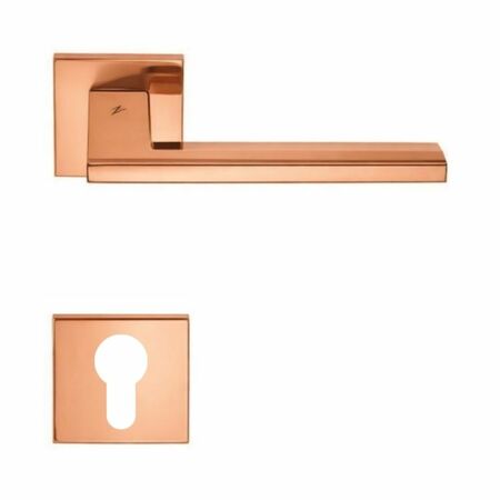Maniglia Electra MS 11 RY Colombo Design per porta, foro Yale, rosetta quadrata 50 mm, finitura Vintage Lucido