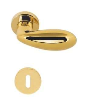 Maniglia per porte Drop Colombo Design, su rosetta tonda, finitura zirconium gold HPS