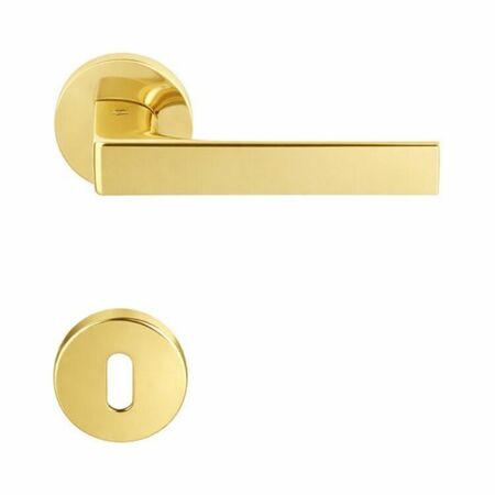 Maniglia Robocinque ID 61 R Colombo Design per porta, foro Normale, rosetta tonda diametro 50 mm, finitura Oroplus
