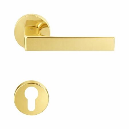 Maniglia Robocinque ID 61 RY Colombo Design per porta, foro Yale, rosetta tonda diametro 50 mm, finitura Oroplus