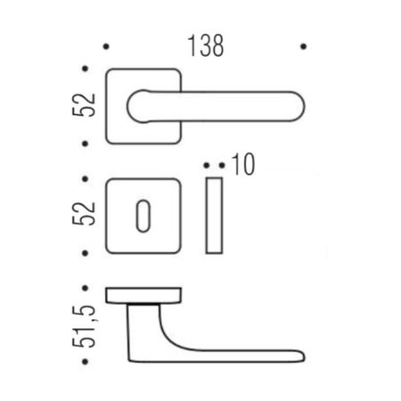 Maniglia One Q Mood Colombo Design CC21R per porta, rosetta e bocchetta quadra 52x10 mm foro Patent, Cromall finitura Bianco Opaco