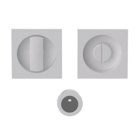 Maniglia One Q Mood Colombo Design CC311BZG per porta scorrevole, serie quadra diametro 57 mm, versione chiusura Wc, Ottone finitura Argento Anodizzato