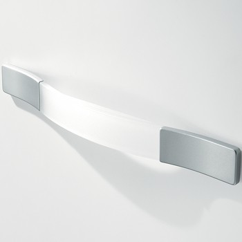 Maniglia con impugnatura trasparente in propilene per mobili Confalonieri, interasse 224 mm, lunghezza 20 mm, in metallo pressofuso