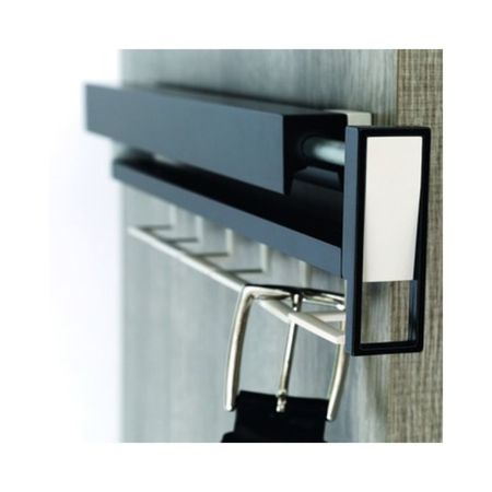 Portacravatte e cinture estraibile per armadi Confalonieri, Flow system, per spalla sinistra, in alluminio e metallo pressofuso, finitura Argento