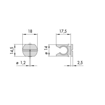 Pinza guida asta Cisa in nylon, per serratura in alluminio, larghezza massima 18 mm, larghezza minima 14,5 mm, lunghezza corpo interno 17,5 mm, diametro 14 mm