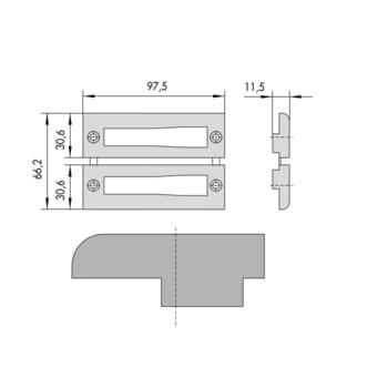 Contropiastra Cisa in nylon, per serratura da applicare, dimensione 97,5x66,2 mm, spessore 11,5 mm