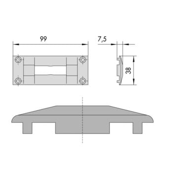 Contropiastra Cisa&nbsp;in nylon, per serratura da applicare, dimensione 99x38 mm, spessore 7,5 mm