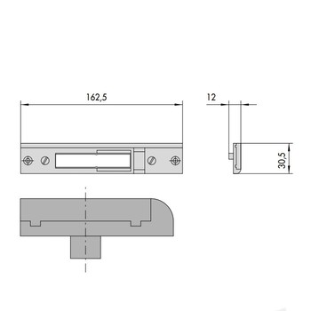 Contropiastra Cisa, con regolazione laterale 2,5 mm, contropiastra regolabile in metallo, dimensioni 30,5x12 mm, lunghezza 162,5 mm