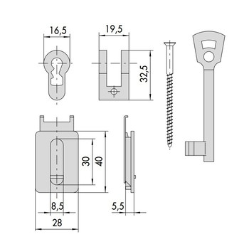 Adattatore cifrato per chiave a toppa (tipo patent) Cisa, accessorio per serratura per porta tagliafuoco
