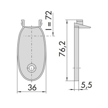 Placca di copertura cieca Cisa per serratura con interasse 72 mm, per porta tagliafuoco, dimensioni 76,2x36 mm, colore Nero