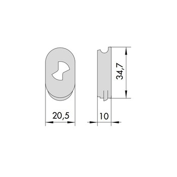 Piastrino di protezione cilindro Cisa, in acciaio temperato, ricambio per lucchetto serie 28553, dimensione 20,5x10 mm, lunghezza 34,7 mm