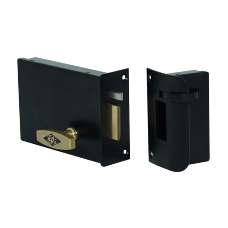 Elettroserratura da applicare 13010 Cisa per porta pesante, destra, con pomolo interno, a cilindro staccato, entrata 100 mm, Acciaio finitura Nero Semiopaco