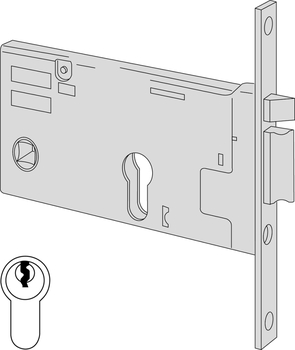 Elettroserratura da infilare a cilindro Cisa per fascia, altezza 77 mm, scrocco, interasse 67 mm, entrata 90 mm