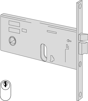 Elettroserratura da infilare a cilindro Cisa per fascia, altezza 64 mm, scrocco, interasse 67 mm, entrata 70 mm, frontale 20 mm