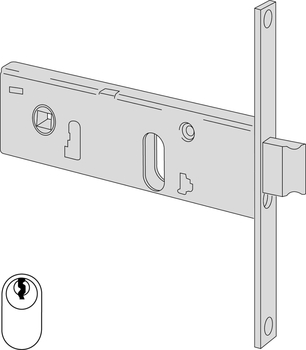 Serratura meccanica da infilare a cilindro Cisa per fascia, altezza 44 mm, scrocco con catenaccio incorporato, entrata 80 mm