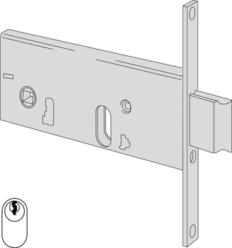 Serratura meccanica da infilare a cilindro Cisa per fascia, altezza 64 mm, scrocco con catenaccio incorporato, entrata 80 mm