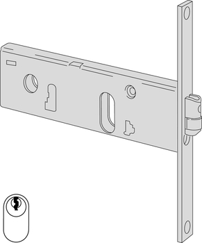 Serratura meccanica da infilare a cilindro Cisa per fascia, altezza 44 mm, rullo con catenaccio incorporato, entrata 70 mm