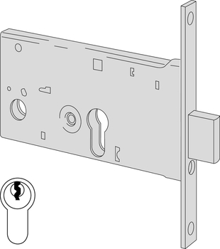Serratura meccanica da infilare a cilindro Cisa per fascia, altezza 77 mm, catenaccio, entrata 70 mm, frontale 20 mm