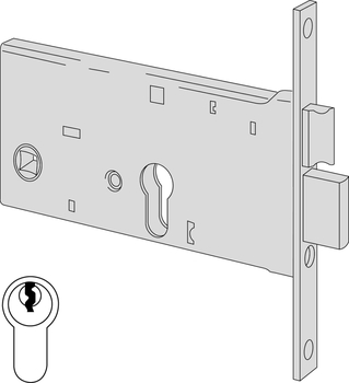 Serratura meccanica da infilare a cilindro Cisa per fascia, altezza 77 mm, scrocco e catenaccio, entrata 70 mm