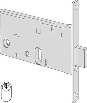 Serratura meccanica da infilare a cilindro ovale Cisa per fascia, altezza 77 mm, catenaccio, entrata 70 mm