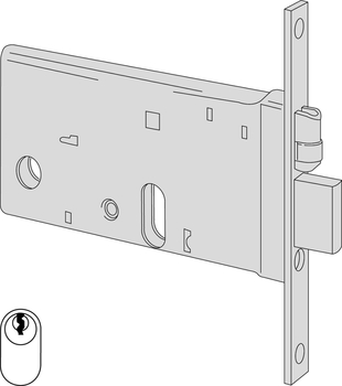 Serratura meccanica da infilare a cilindro ovale Cisa per fascia, altezza 77 mm, catenaccio e rullo, entrata 70 mm, frontale 20 mm