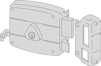 Serratura meccanica da applicare a cilindro Cisa, scrocco e catenaccio, entrata 50 mm, mano sinistra interna, con tirante e cilindro interno