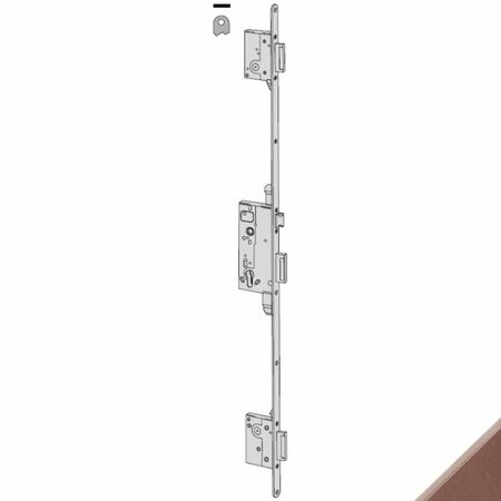 Serratura multipunto Yale da infilare 53002 Cisa per porte in legno, entrata 50 mm, 3 catenacci + scrocco, frontale 1600x22 mm, Acciaio finitura Bronzato