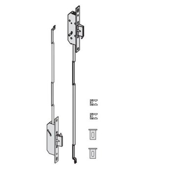 Coppia punti Cisa, di chiusura laterali azionati da aste interne, da infilare multipunto ad ingranaggi, a cilindro, frontale in acciaio inox 22x3 mm