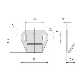 Bocchetta regolabile per portoni industriali Cisa, dimensione 50x41,4 mm, accessorio per maniglione antipanico