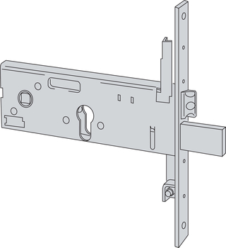 Serratura meccanica da infilare a cilindro profilo Europeo Cisa, per fascia, altezza 64 mm, scrocco e catenaccio, entrata 100 mm