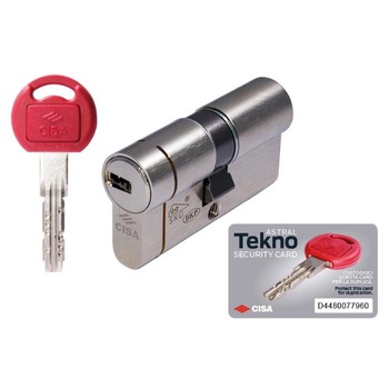 Doppio Cilindro frizionato a profilo Europeo Cisa serie Astral Tekno Pro 0M3T1.22, lunghezza 99 mm 35-65, finitura Ottone Nichelato