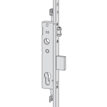 Serratura da infilare Multitop 48461 Cisa, foro Yale, 3 punti chiusura, rullo e catenacci, frontale a U 24x5 mm, entrata 35 mm, Acciaio Nero