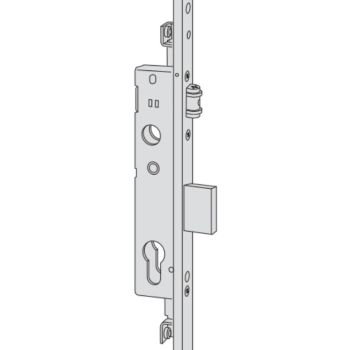 Serratura da infilare Multitop 48661 Cisa, foro Yale, 3 punti chiusura, rullo e catenacci, frontale a U 24x6 mm, entrata 35 mm, Acciaio Inox