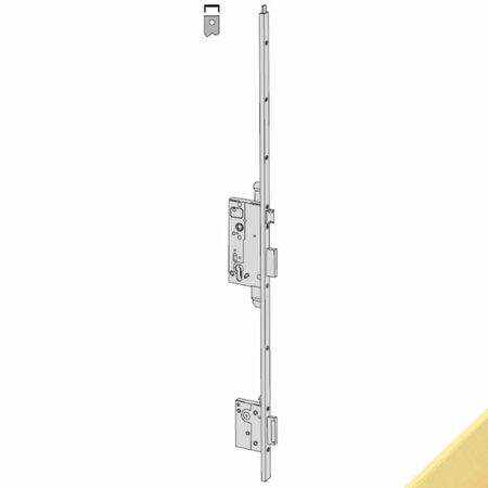 Serratura da infilare multipunto 53133 Cisa, foro Yale, scrocco e 2 catenacci, frontale a U 22x10 mm, entrata 50 mm, finitura Ottone Verniciato
