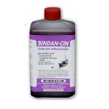 Resina bicomponente Bindan Cin AW100/D4 Collmon per imbarcazione, barattolo 1 kg, colore Marrone Scuro