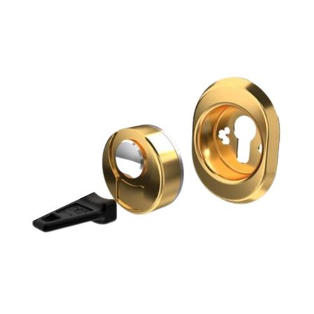Defender tondo Bunkerlocks magnetico BKL/M1/18-18 Cipierre per portoncino esterno, con vaschetta, spessore 18 mm, diametro 50 mm, Acciaio finitura Oro Lucido Pvd