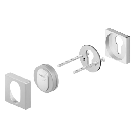 Defender quadro Rounf OR26D1A Disec per portoncino esterno, con mostrina interna-esterna, spessore 13 mm, dimensione 52x52 mm, Acciaio finitura Cromo Satinato
