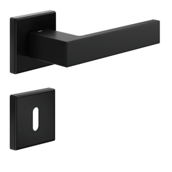 Maniglia Edra 02 DND ED14P per porta, rosetta e bocchetta quadra 50x7 mm, foto Patent Ottone finitura Nero