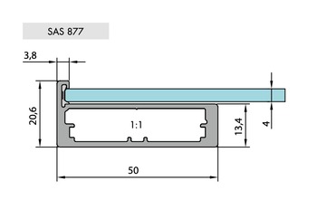 Anta in vetro con profilo in Allumino MP1907 Altezza da 601 - 720 mm Larghezza da 401 - 450 mm