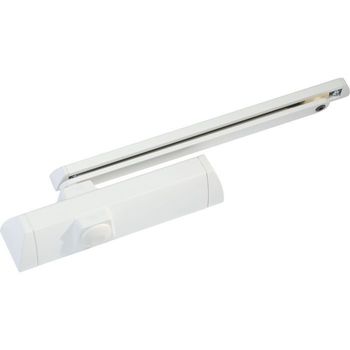 Chiudiporta aereo a camma TS 90 Impulse Dormakaba per porta battente, forza di chiusura EN 3/4, braccio a slitta, finitura Bianco Ral 9016